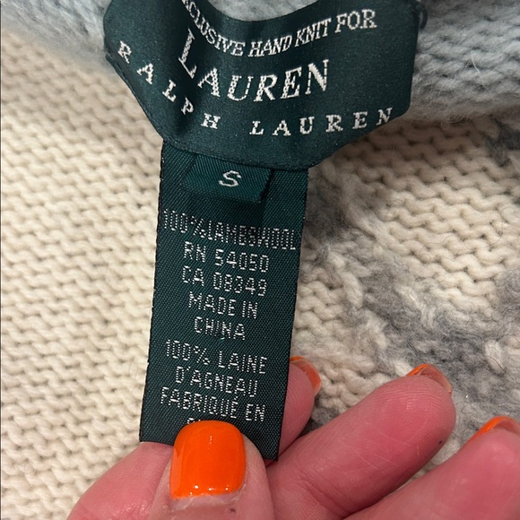 Vintage Ralph Lauren Cream and Blue Winter Cardigan - Picture 11 of 11